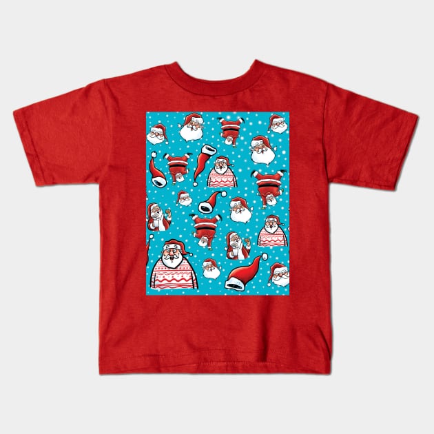 Christmas Santa Designs Kids T-Shirt by Grasdal